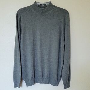 Brooks Brothers Mens Green Gray 100% Merino Wool Mock Neck Sweater - Size Medium